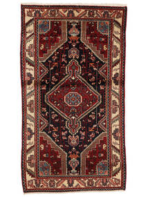 98X170 Hamadan Teppich Orientalischer Schwarz/Dunkelrot (Wolle, Persien/Iran) Carpetvista