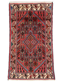 Alfombra Hamadan 74X129 Negro/Rojo Oscuro (Lana, Persia/Irán)