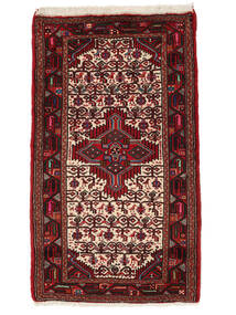  Hamadan Vloerkleed 77X132 Perzisch Wol Zwart/Donkerrood Klein Carpetvista