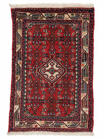  Hamadan Tappeto 60X90 Persiano Di Lana Nero/Rosso Scuro Piccolo Carpetvista