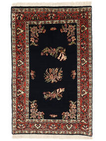 Tapete Oriental Bijar 80X129 Preto/Vermelho Escuro (Lã, Pérsia/Irão)