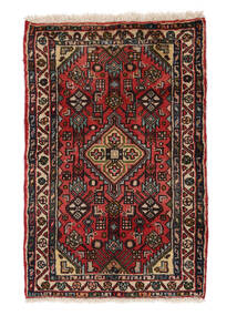 58X90 Tapete Oriental Asadabad Preto/Vermelho Escuro (Lã, Pérsia/Irão) Carpetvista