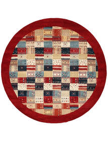  Ø 241 Gabbeh Loribaft Rug Modern Round Dark Red/Beige (Wool, India) Carpetvista