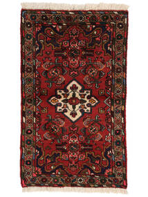 55X91 Tapete Hamadã Oriental Preto/Vermelho Escuro (Lã, Pérsia/Irão) Carpetvista