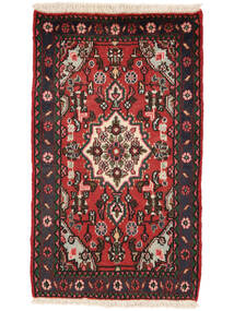 Hamadan Teppich 54X92 Schwarz/Dunkelrot Wolle, Persien/Iran Carpetvista