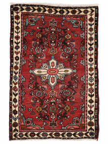  63X93 Hamadan Teppich Schwarz/Dunkelrot Persien/Iran Carpetvista