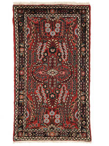 70X125 Lillian Vloerkleed Oosters Zwart/Donkerrood (Wol, Perzië/Iran) Carpetvista