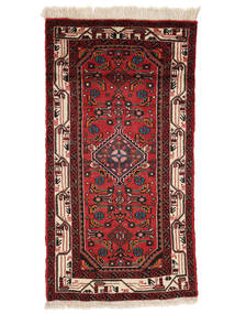 Tappeto Hamadan 65X124 Nero/Rosso Scuro (Lana, Persia/Iran)