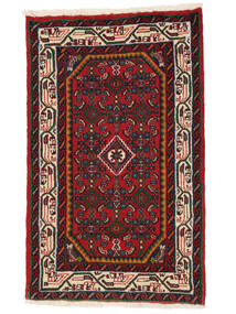  Persischer Hamadan Teppich 73X120 Schwarz/Dunkelrot (Wolle, Persien/Iran)