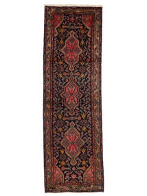 Hamadan Rug 111X350 Runner
 Black/Dark Red Wool, Persia/Iran Carpetvista