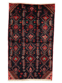 Tappeto Orientale Hamadan 90X155 Nero/Rosso Scuro (Lana, Persia/Iran)