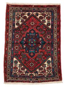 108X148 Hamadan Vloerkleed Oosters Zwart/Donkerrood (Wol, Perzië/Iran) Carpetvista