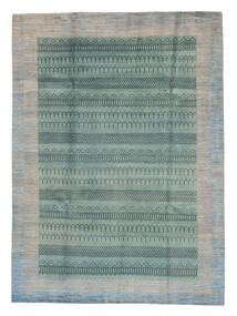  220X301 Modern Afghan Fine Rug Green/Grey Afghanistan Carpetvista