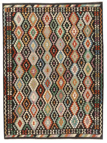 Kelim Afghan Old Style Vloerkleed 257X347 Zwart/Bruin Groot Wol, Afghanistan Carpetvista