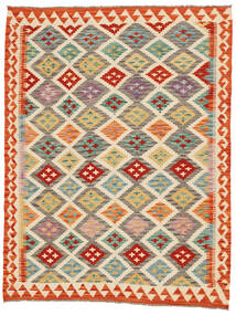 Kilim Afghan Old Style Rug 158X206 Green/Orange Wool, Afghanistan Carpetvista