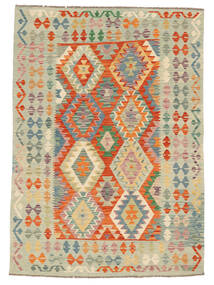 151X210 Alfombra Kilim Afghan Old Style Oriental Verde Oscuro/Naranja (Lana, Afganistán) Carpetvista