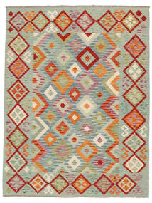 158X204 Tappeto Kilim Afghan Old Style Orientale Verde/Rosso Scuro (Lana, Afghanistan) Carpetvista