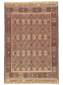 Tappeto Kilim Golbarjasta 202X300 Marrone/Rosso Scuro (Lana, Afghanistan)