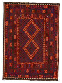 Tapete Kilim Maimane 200X274 Preto/Vermelho Escuro (Lã, Afeganistão)