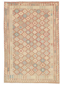  203X294 Kilim Afghan Old Style Rug Brown/Orange Afghanistan Carpetvista