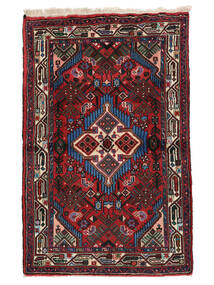 Alfombra Oriental Hamadan 80X128 Negro/Rojo Oscuro (Lana, Persia/Irán)