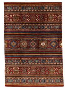  213X311 Shabargan Vloerkleed Zwart/Donkerrood Afghanistan Carpetvista