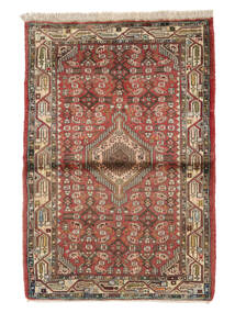 Hamadan Vloerkleed 80X117 Bruin/Donkerrood Wol, Perzië/Iran Carpetvista