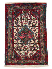  Perzisch Hamadan Vloerkleed 79X122 Zwart/Donkerrood Carpetvista