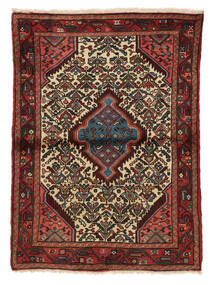  Hosseinabad Tappeto 110X150 Persiano Di Lana Nero/Rosso Scuro Piccolo Carpetvista