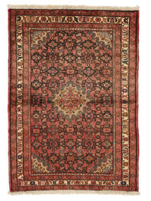  109X149 Hosseinabad Tæppe Mørkerød/Sort Persien/Iran Carpetvista