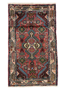 73X130 Hamadan Rug Oriental Black/Dark Red (Wool, Persia/Iran) Carpetvista