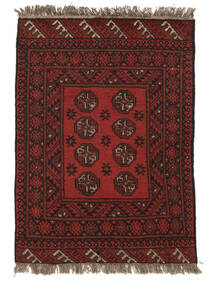  Afghan Fine Covor 78X110 Lână Negru/Dark Red Mic Carpetvista