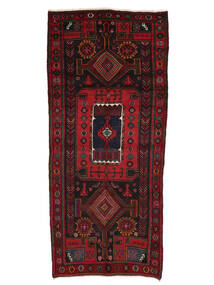 134X296 Tappeto Hamadan Orientale Passatoie Nero/Rosso Scuro (Lana, Persia/Iran) Carpetvista