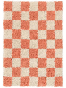  140X200 Shaggy Rug Small Chessie - Coral Red/Off White