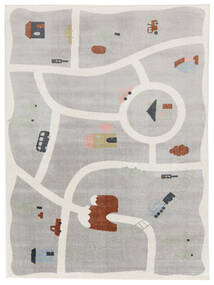 Road Map Kids Rug Washable 160X230 Light Grey/Multicolor