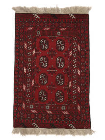  Afghan Fine Alfombra 76X124 De Lana Negro/Rojo Oscuro Pequeño Carpetvista