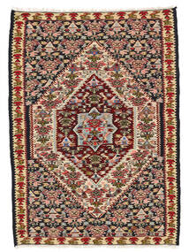  Orientalischer Kelim Senneh Fine Teppich 80X108 Braun/Schwarz Wolle, Persien/Iran Carpetvista