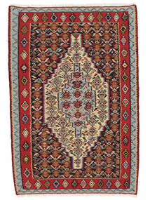 Alfombra Persa Kilim Senneh Fine 76X110 Rojo Oscuro/Negro (Lana, Persia/Irán)