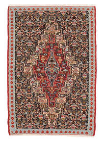 76X111 Tapete Oriental Kilim Senneh Fine Preto/Vermelho Escuro (Lã, Pérsia/Irão) Carpetvista