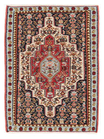 Alfombra Persa Kilim Senneh Fine 74X100 Rojo Oscuro/Negro (Lana, Persia/Irán)