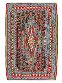  Kilim Senneh Fine Alfombra 76X112 Persa De Lana Rojo Oscuro/Marrón Pequeño Carpetvista