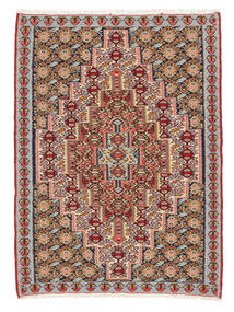  Orientalisk Kelim Senneh Fine Matta 76X103 Brun/Mörkröd Ull, Persien/Iran Carpetvista