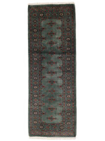 Pakistan Buchara 2Ply Teppich 63X173 Läufer Schwarz/Dunkelgrün Wolle, Pakistan Carpetvista