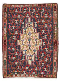 Alfombra Persa Kilim Senneh Fine 75X100 Negro/Rojo Oscuro (Lana, Persia/Irán)