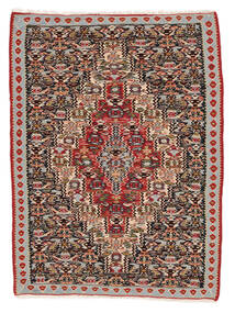  Perzsa Kilim Senneh Fine Szőnyeg 80X106 Sötétpiros/Barna Carpetvista