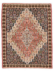  Persischer Kelim Senneh Fine Teppich 81X104 Braun/Schwarz (Wolle, Persien/Iran)