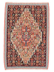  Persian Kilim Senneh Fine Rug 73X109 Dark Red/Black Carpetvista