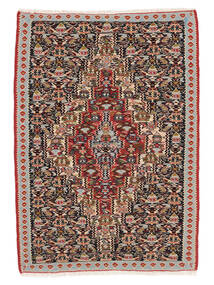 77X109 Alfombra Kilim Senneh Fine Oriental Negro/Marrón (Lana, Persia/Irán) Carpetvista