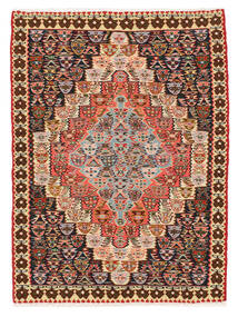 Kelim Senneh Fine Vloerkleed 82X110 Donkerrood/Zwart Wol, Perzië/Iran Carpetvista