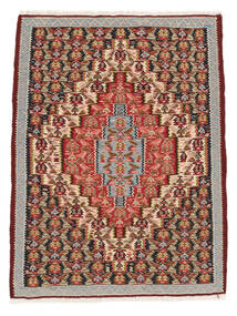  Kilim Senneh Fine Rug 75X100 Persian Wool Dark Red/Brown Small Carpetvista